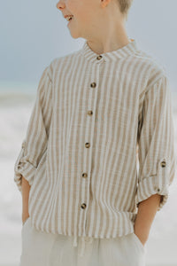 Ty Shirt (driftwood stripe linen)