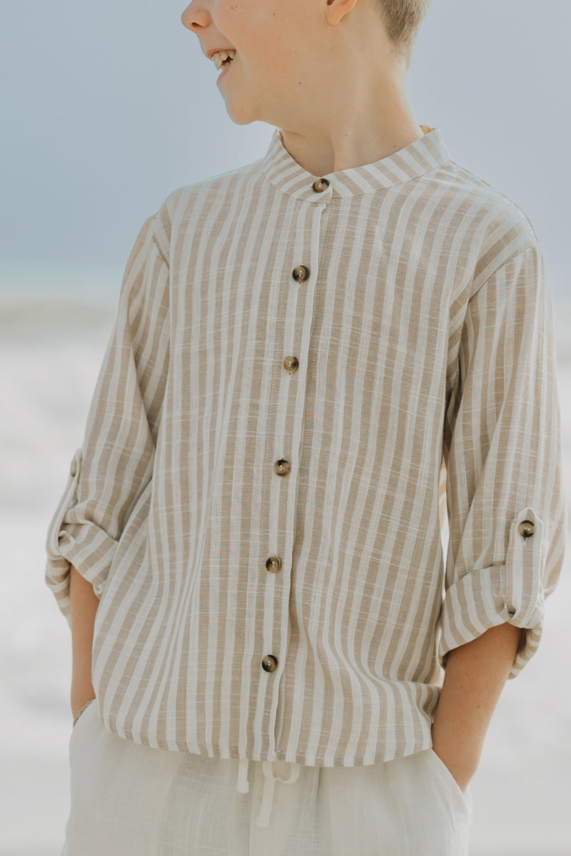 Ty Shirt (driftwood stripe linen)