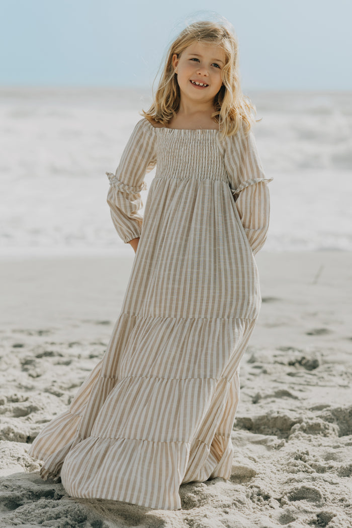 Pippa Maxi (driftwood stripe linen)