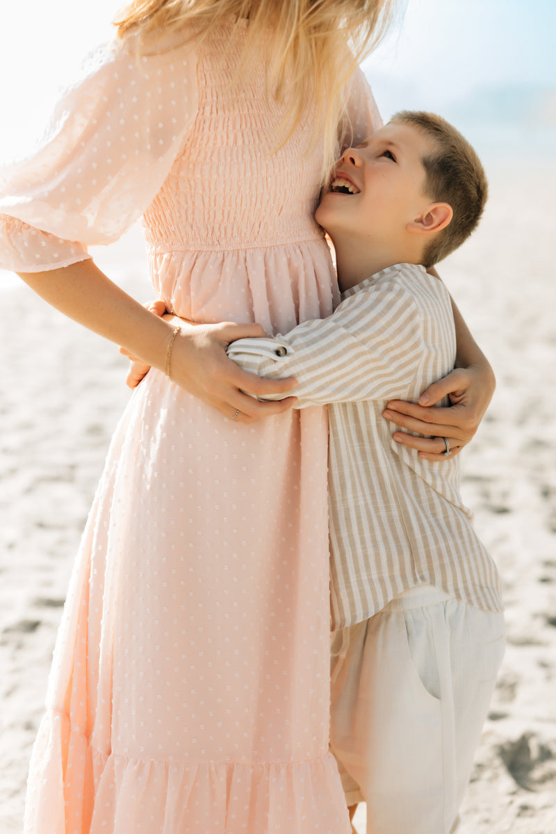 Women's Celine Dress (petal pink swiss dot)