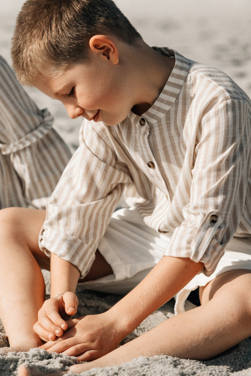 Ty Shirt (driftwood stripe linen)