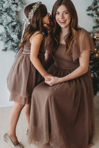 Women's Fawn Dress (mocha tulle)