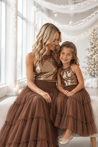 SS Women's Top Women's Faye Halter (cocoa sequin)