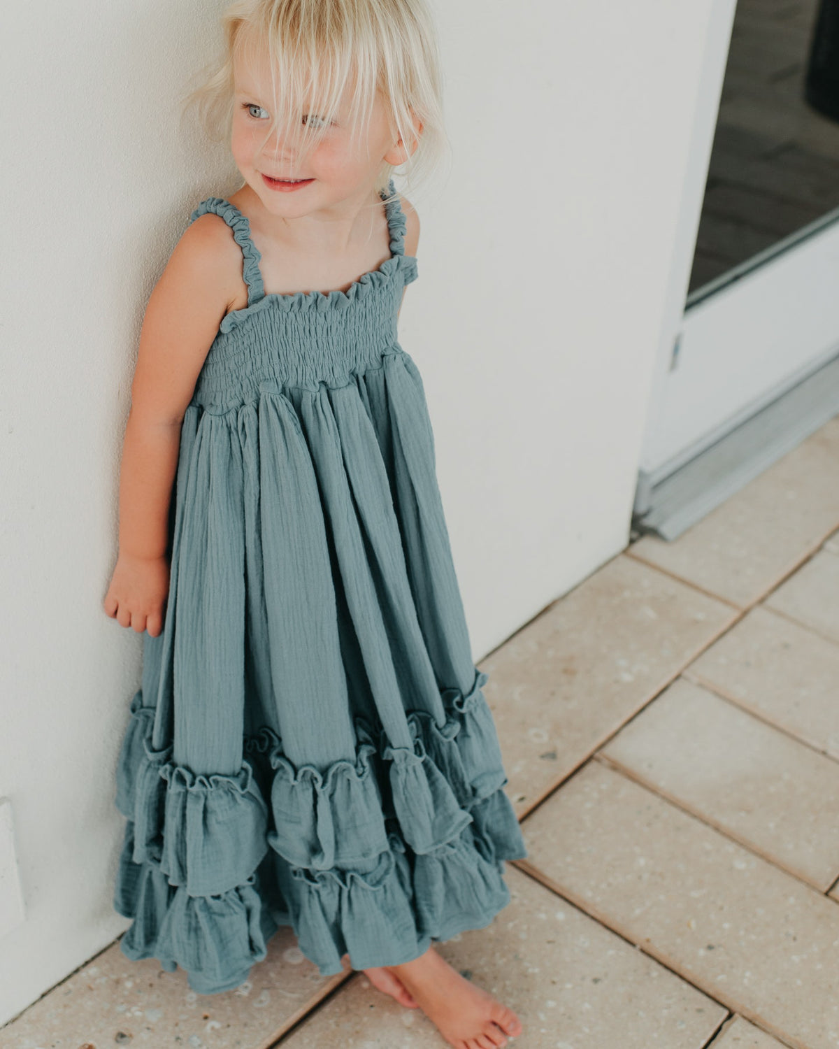 Macy Dress (soft teal muslin)