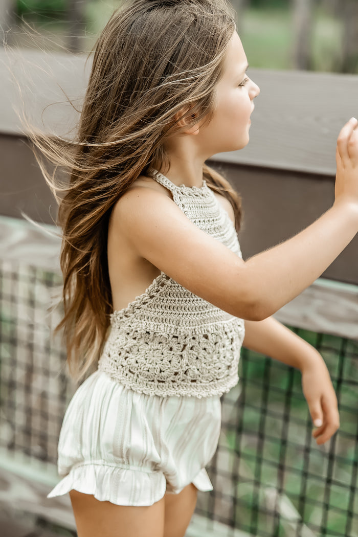 Petal Bloomers (desert stripe linen)