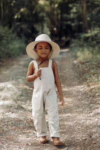 Grady Romper (desert pinstripe linen)