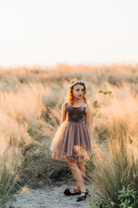 Callie Tulle Dress (mocha velvet)