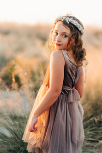 Callie Tulle Dress (mocha velvet)