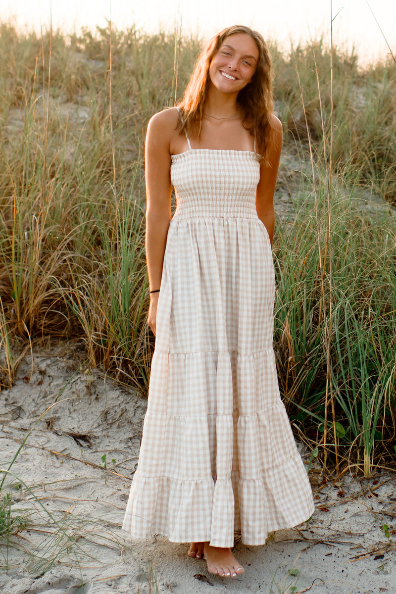 Women's Stella Maxi (tan gingham)