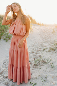 Women's Bella Maxi Skirt (deep coral muslin)