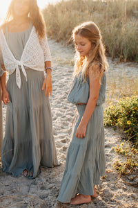 Bella Maxi Skirt (soft teal muslin)