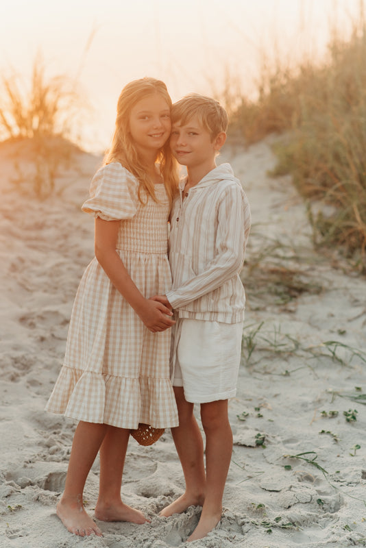 INDIE BLUE Dresses Karina (tan gingham)