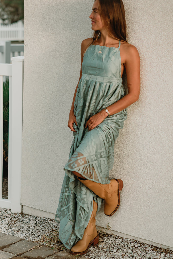 INDIE BLUE Women Women's Phoebe Lace Dress (soft teal)