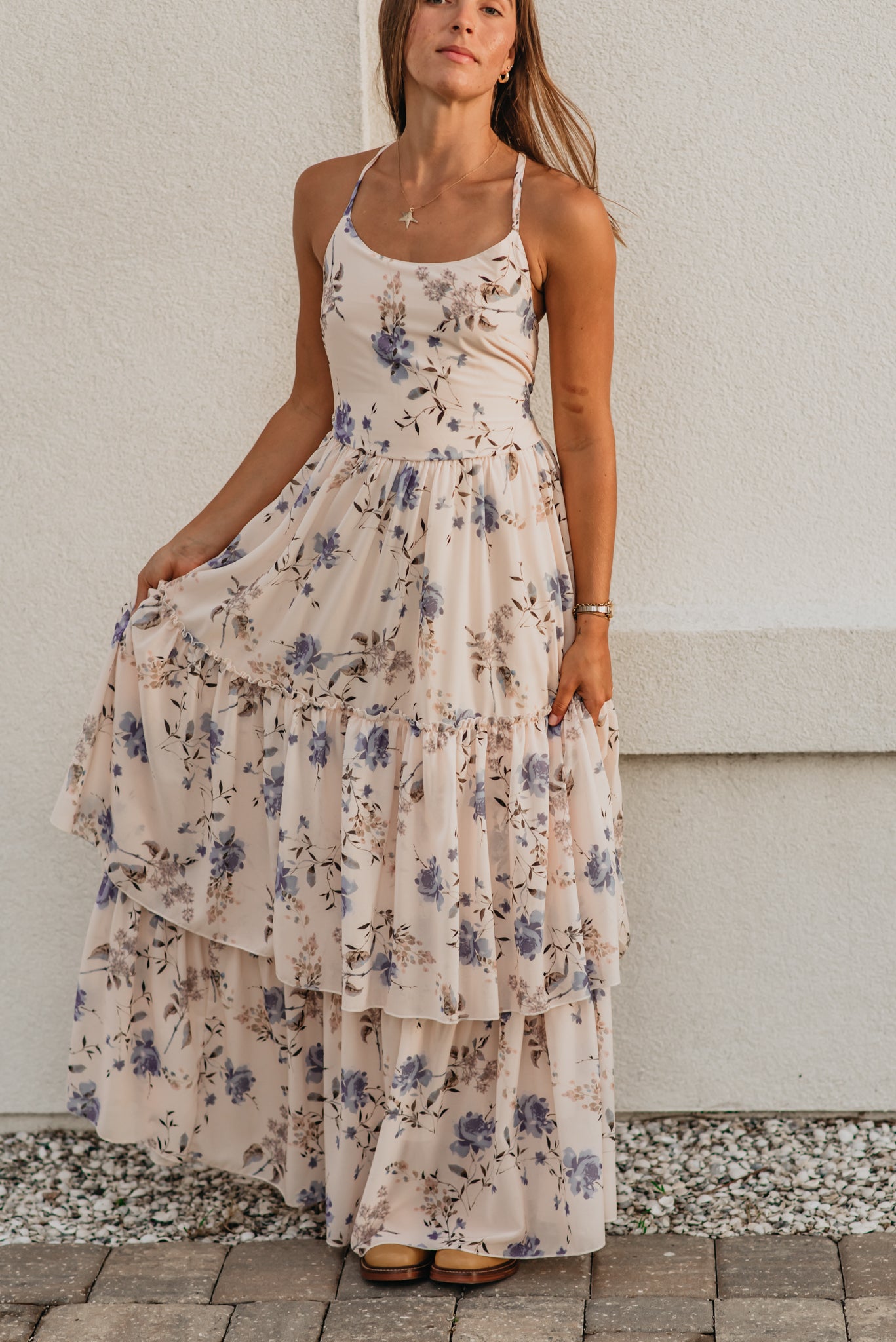 Women's Wendy Dress (floral blue chiffon) – INDIE BLUE