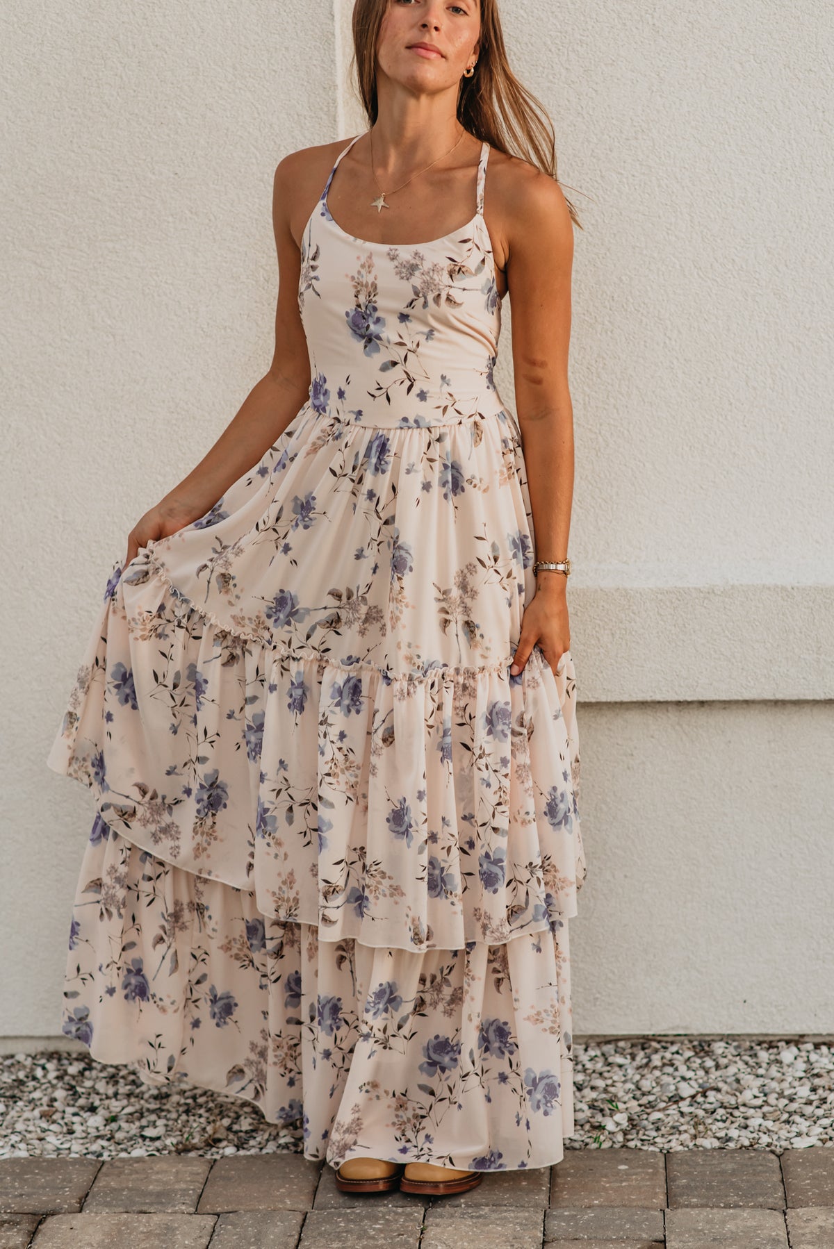 Women's Wendy Dress (floral blue chiffon)