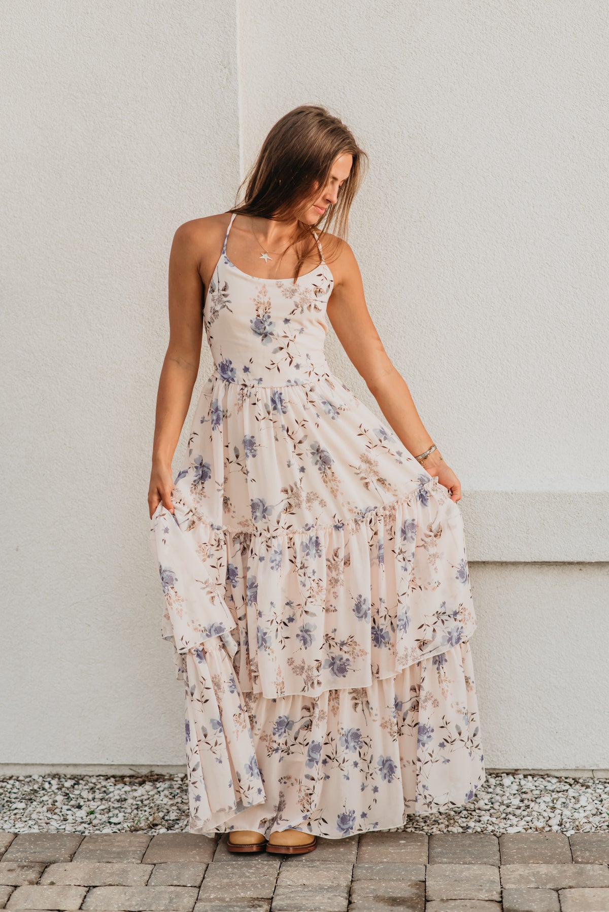 Women's Wendy Dress (floral blue chiffon)