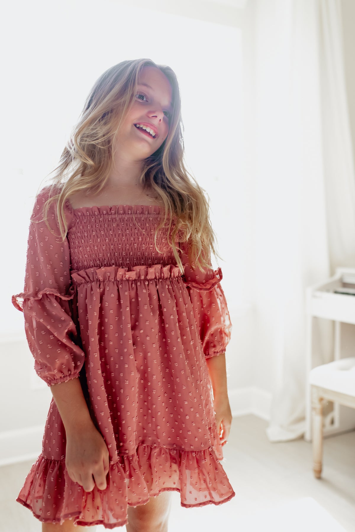 Jossalyn Dress (rose swiss dot)