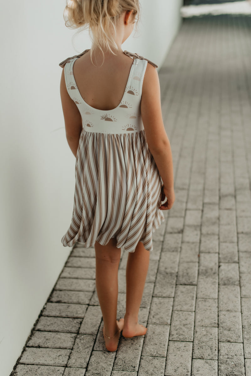 Liza Twirl Dress (ash stripe)