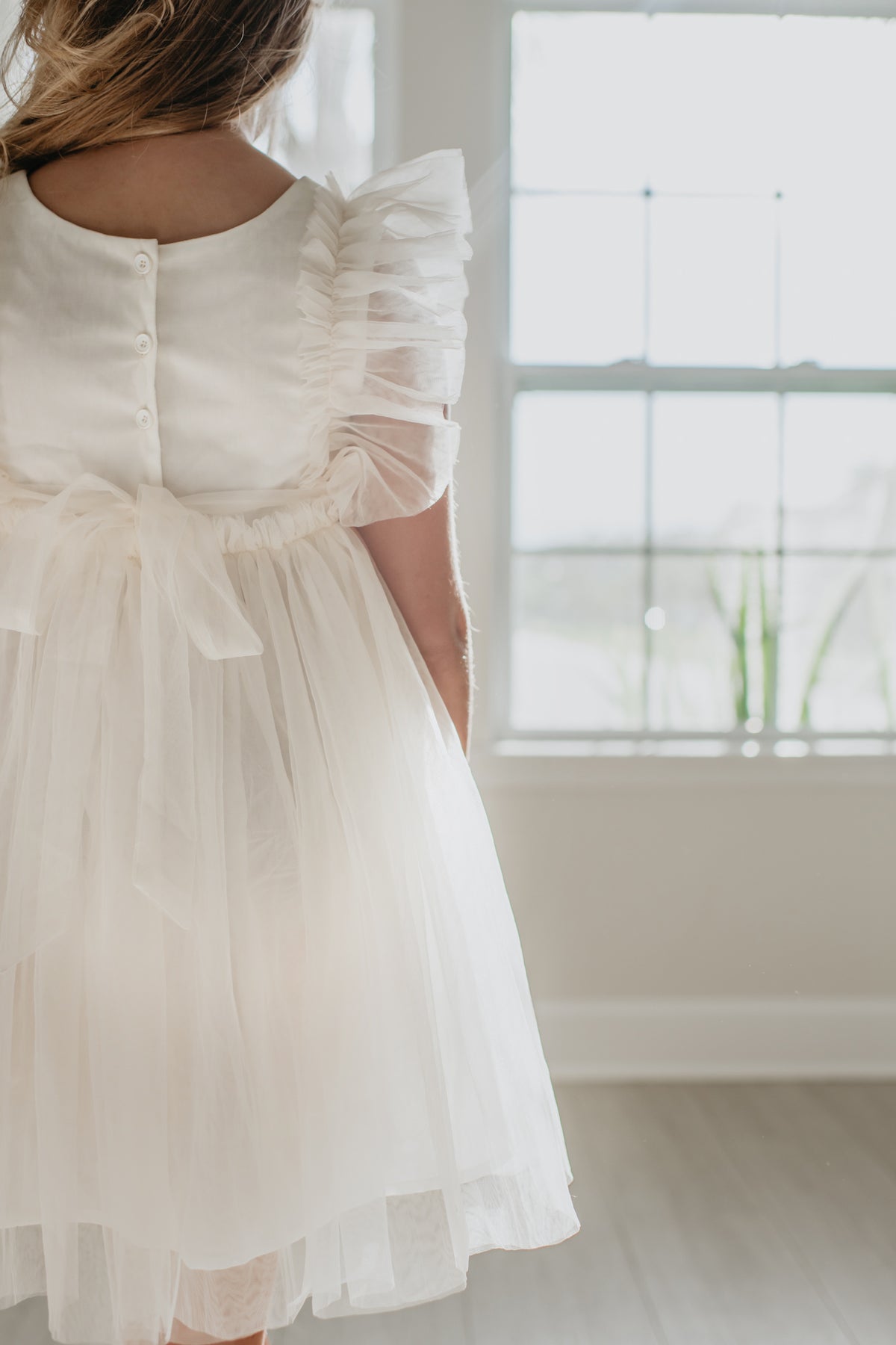 Kaitlyn Embroidered Tulle Dress (antique ivory) PREORDER