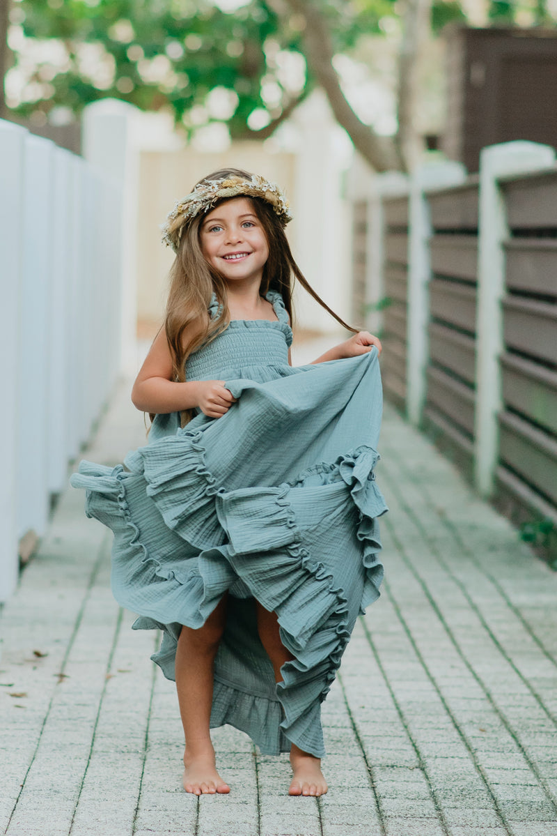 Macy Dress (soft teal muslin)