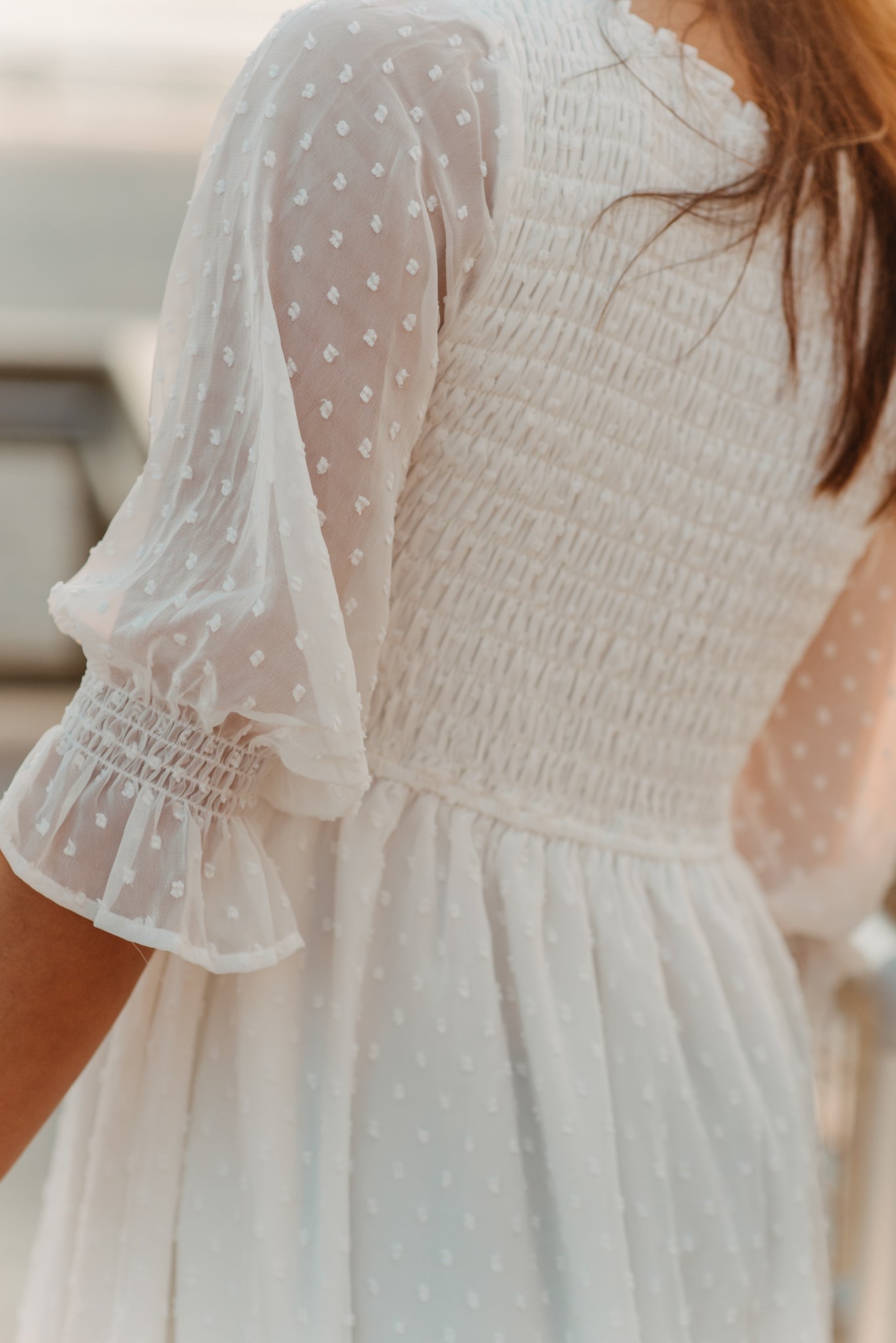 Women's Celine Dress (soft white swiss dot) FINAL SALE – INDIE BLUE