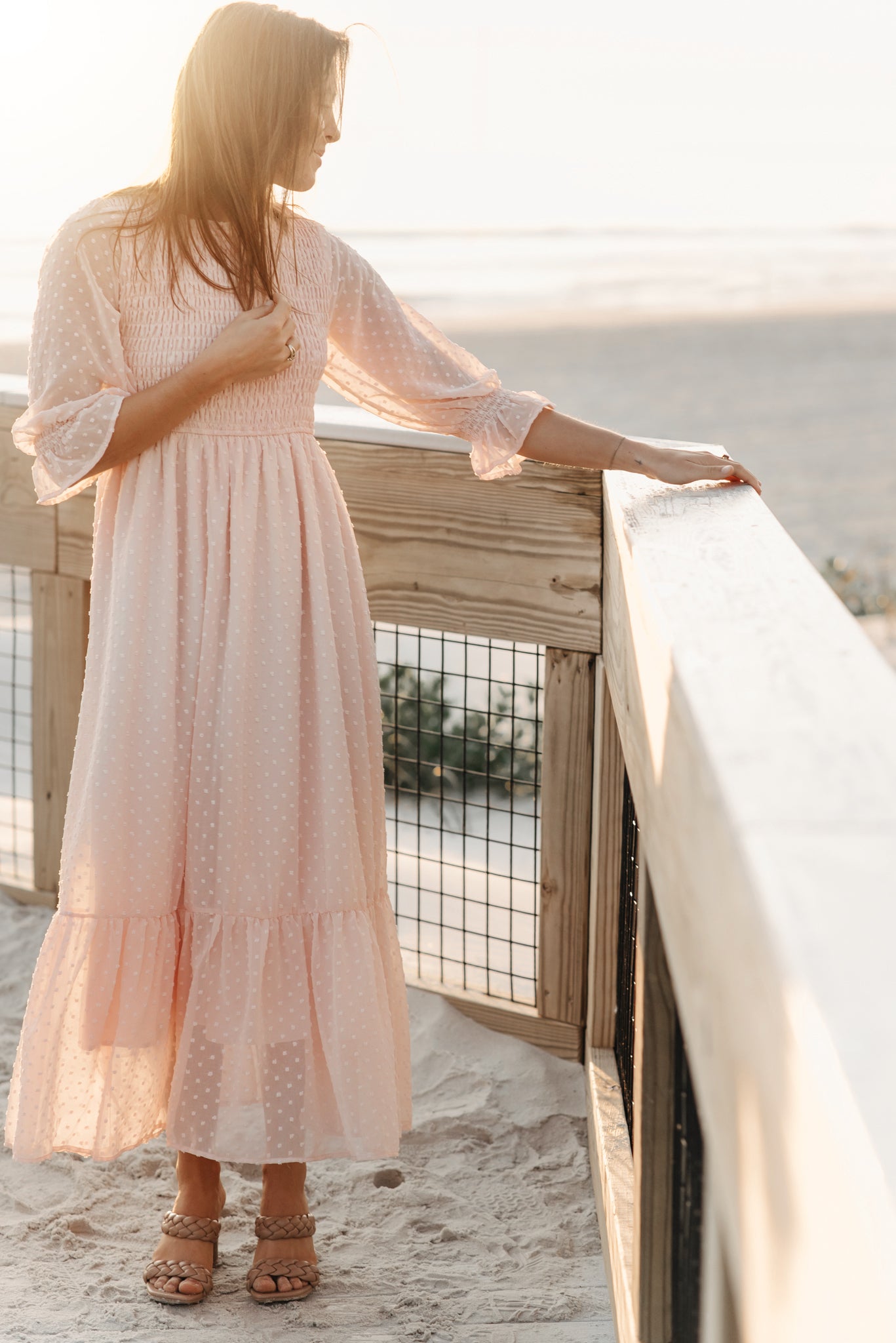 Women's Celine Dress (petal pink swiss dot) – INDIE BLUE