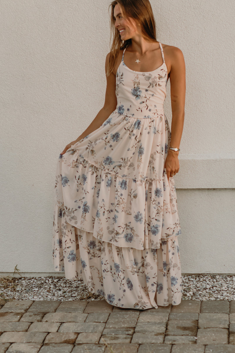 Women's Wendy Dress (floral blue chiffon)