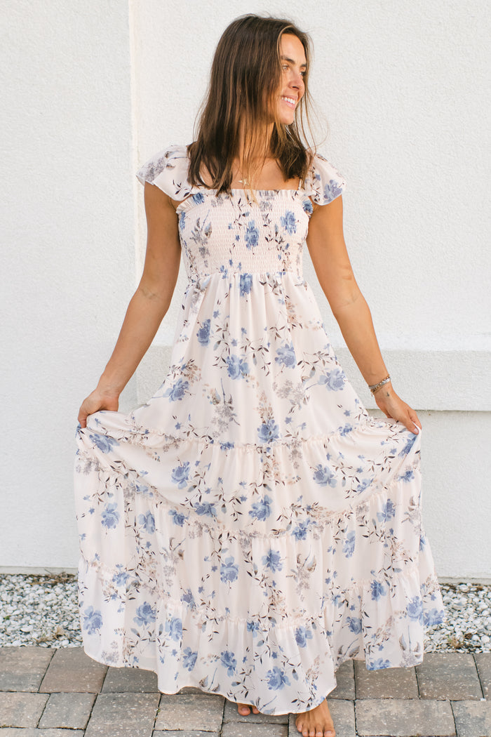 Women's Marabella Dress (floral blue chiffon)