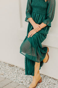 Women's Celine Dress (cypress green swiss dot)