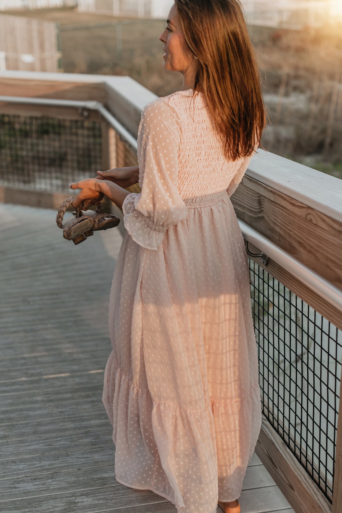 Women's Celine Dress (petal pink swiss dot)