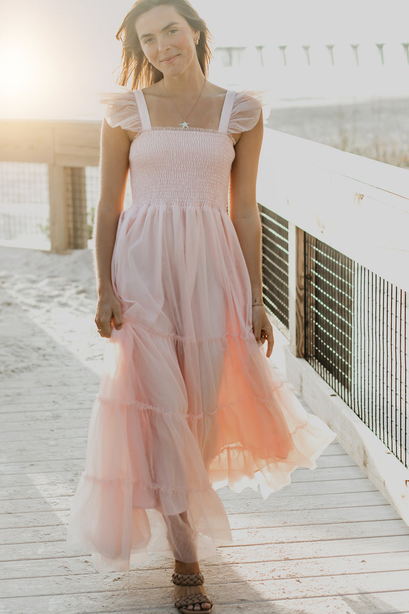 high low tulle dress pink Pink Tulle A-line High Low Princess Long Prom Dresses, Evening Dress, MP746