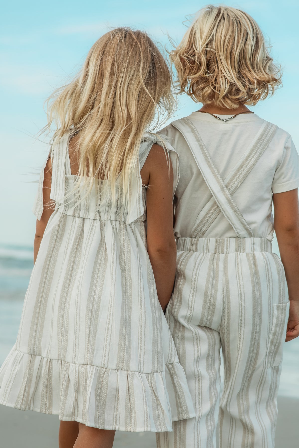 SS Girl's Dress Evie Tunic Dress (desert stripe linen)