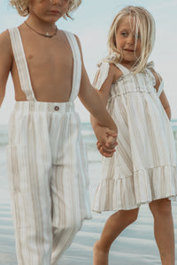 SS Girl's Dress Evie Tunic Dress (desert stripe linen)
