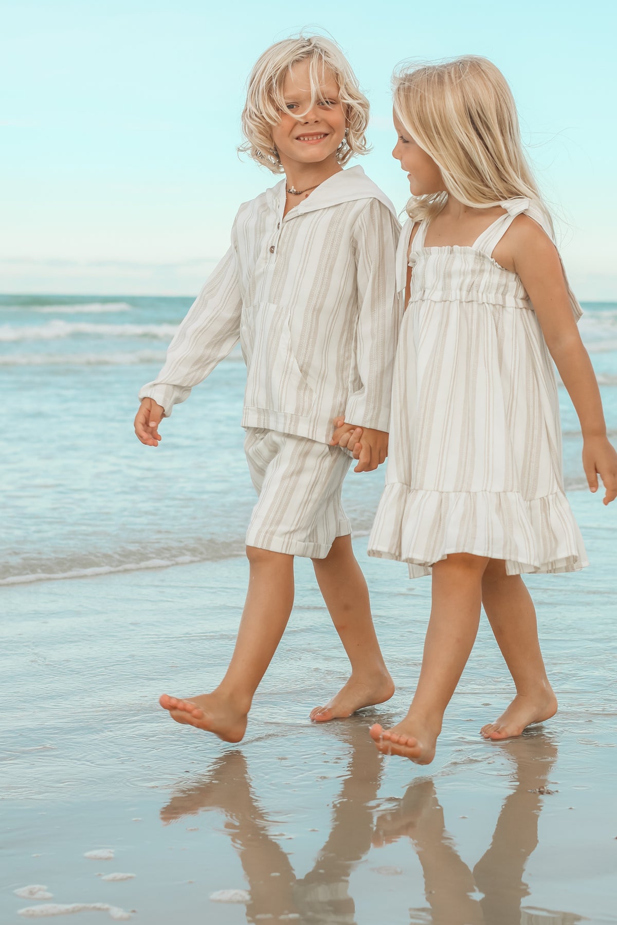 SS Girl's Dress Evie Tunic Dress (desert stripe linen)