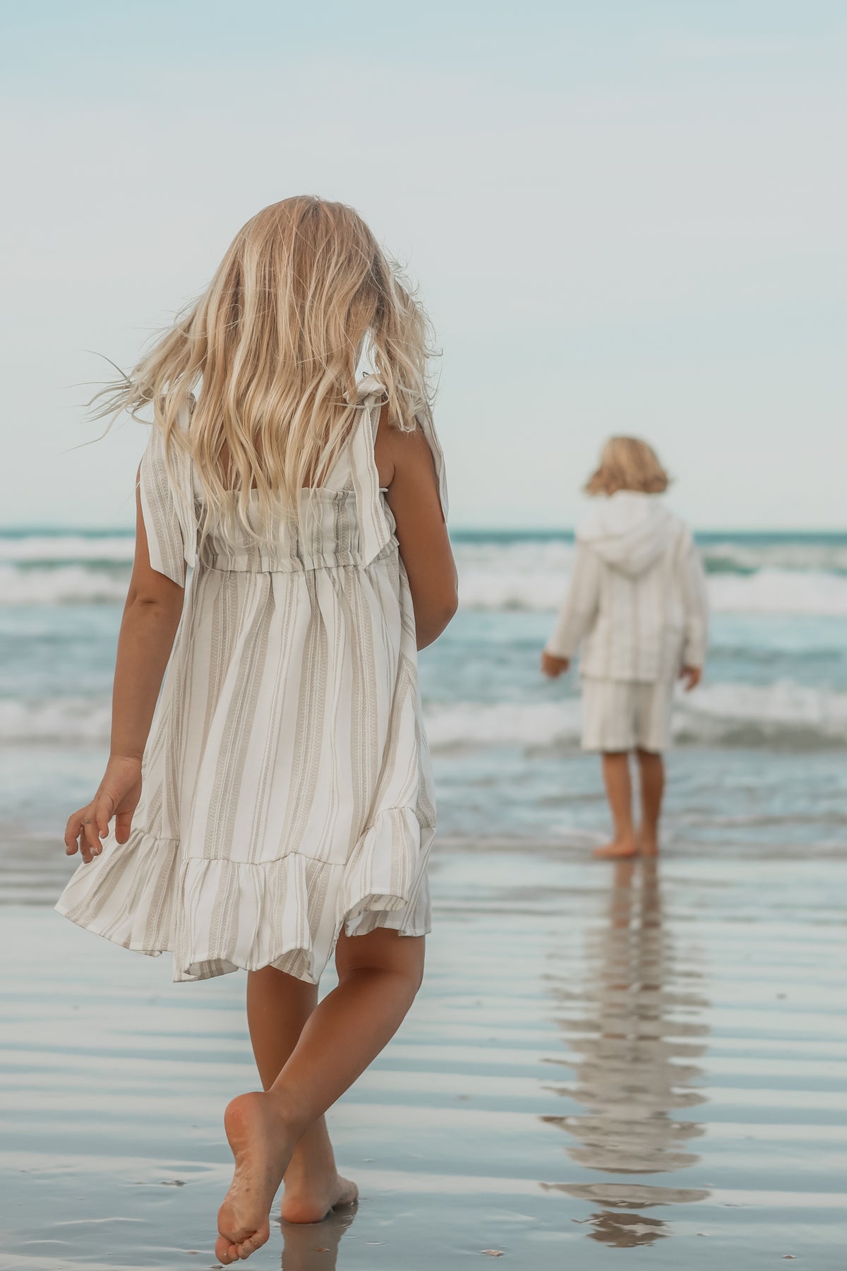 Evie Tunic Dress (desert stripe linen) 8Y