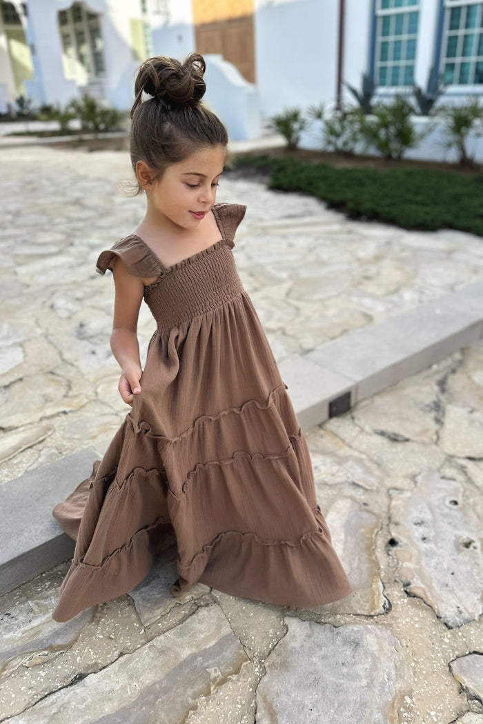 SS Girl's Dress Marabella Dress (mocha muslin)