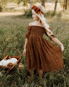 Karina Chiffon Twirl Dress (mocha)