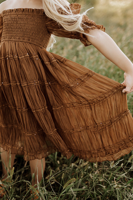 INDIE BLUE Dresses Karina Dress (mocha chiffon)