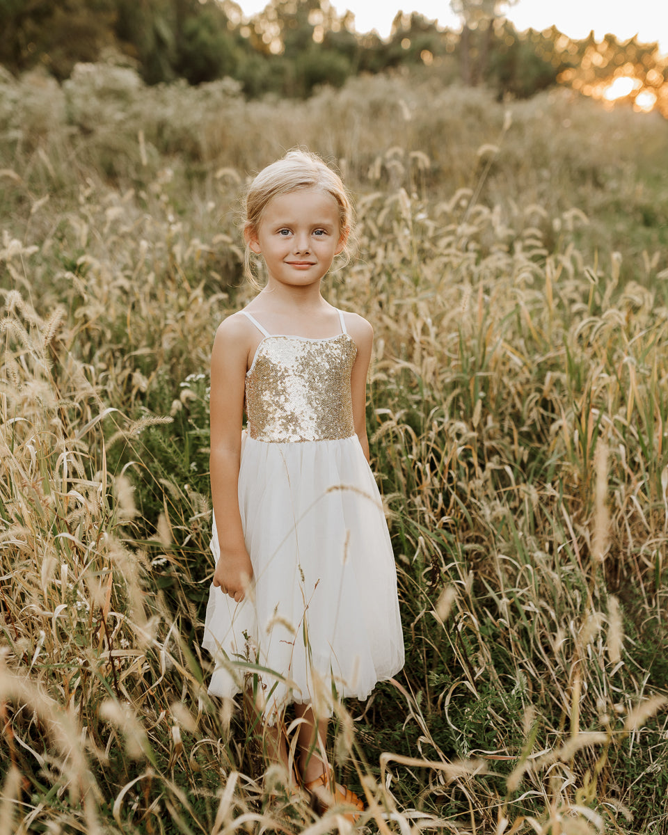 White and gold dress for clearance sale