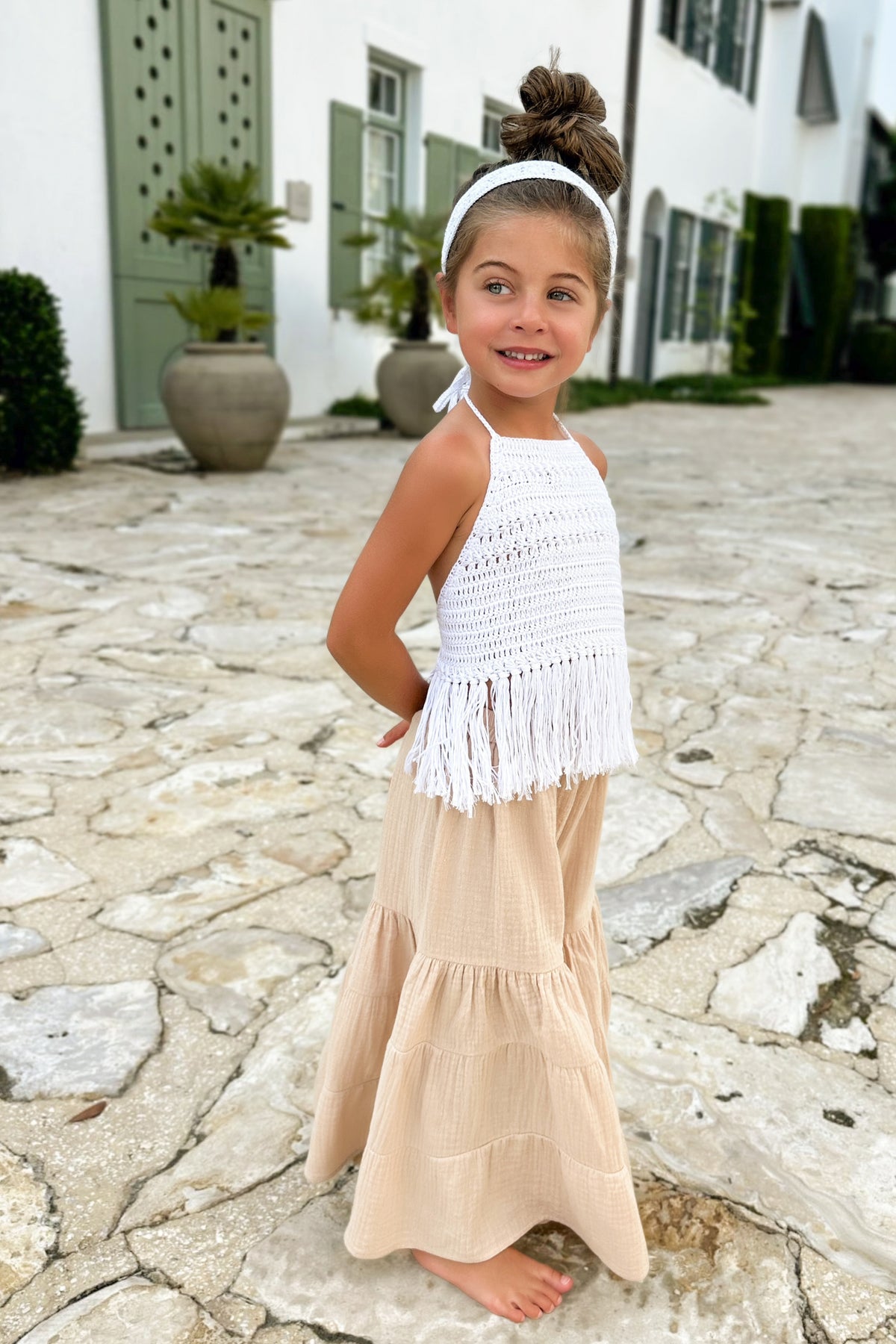 SS Girl's Bottoms Bella Maxi Pants (latte muslin)