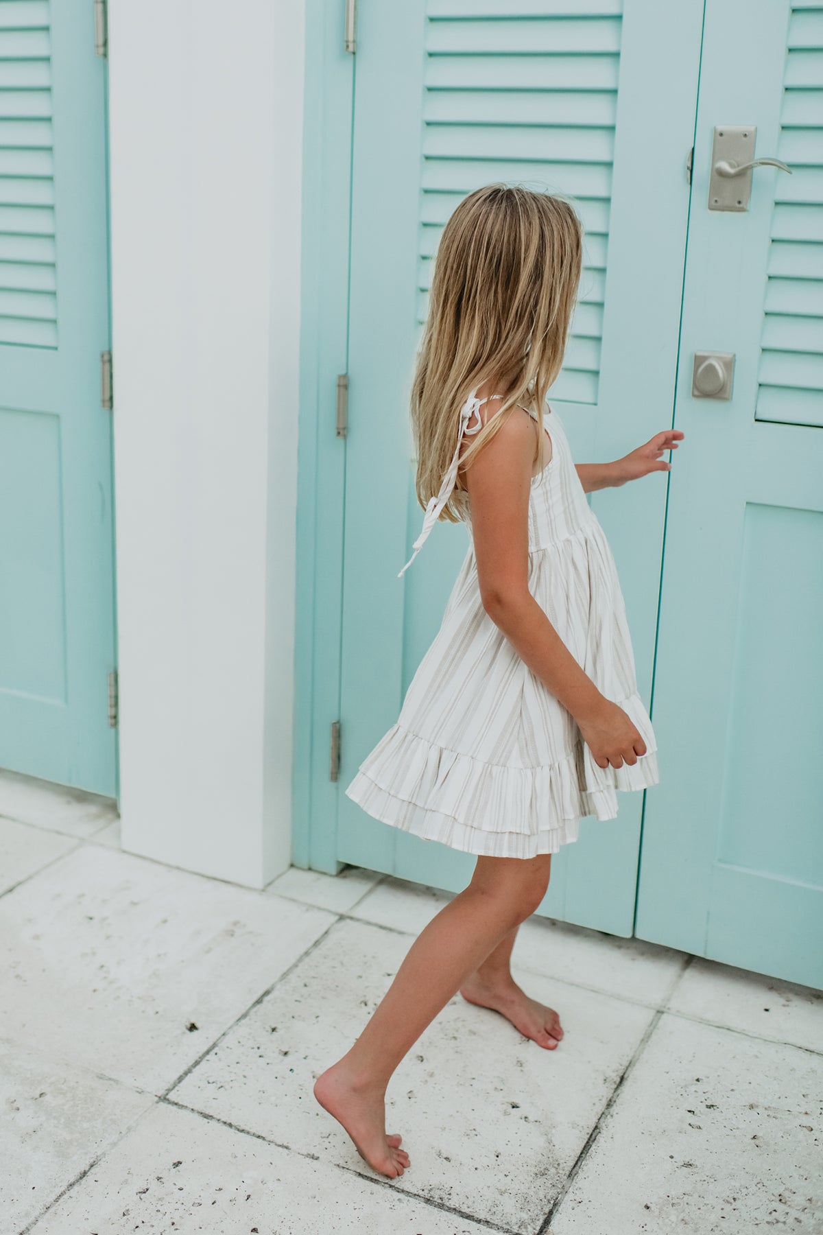 Everleigh Dress (desert stripe linen) INDIE BLUE Everleigh Dress (desert stripe linen) INDIE BLUE