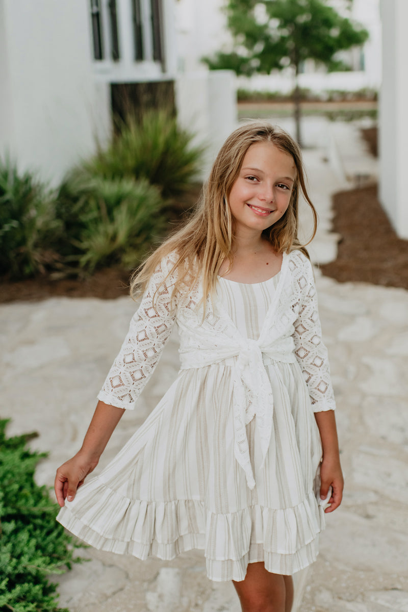 Everleigh Dress (desert stripe linen)  INDIE BLUE