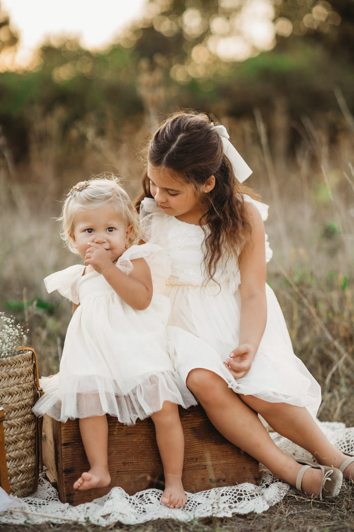 SS Girl's Dress Fawn Dress (antique ivory tulle)