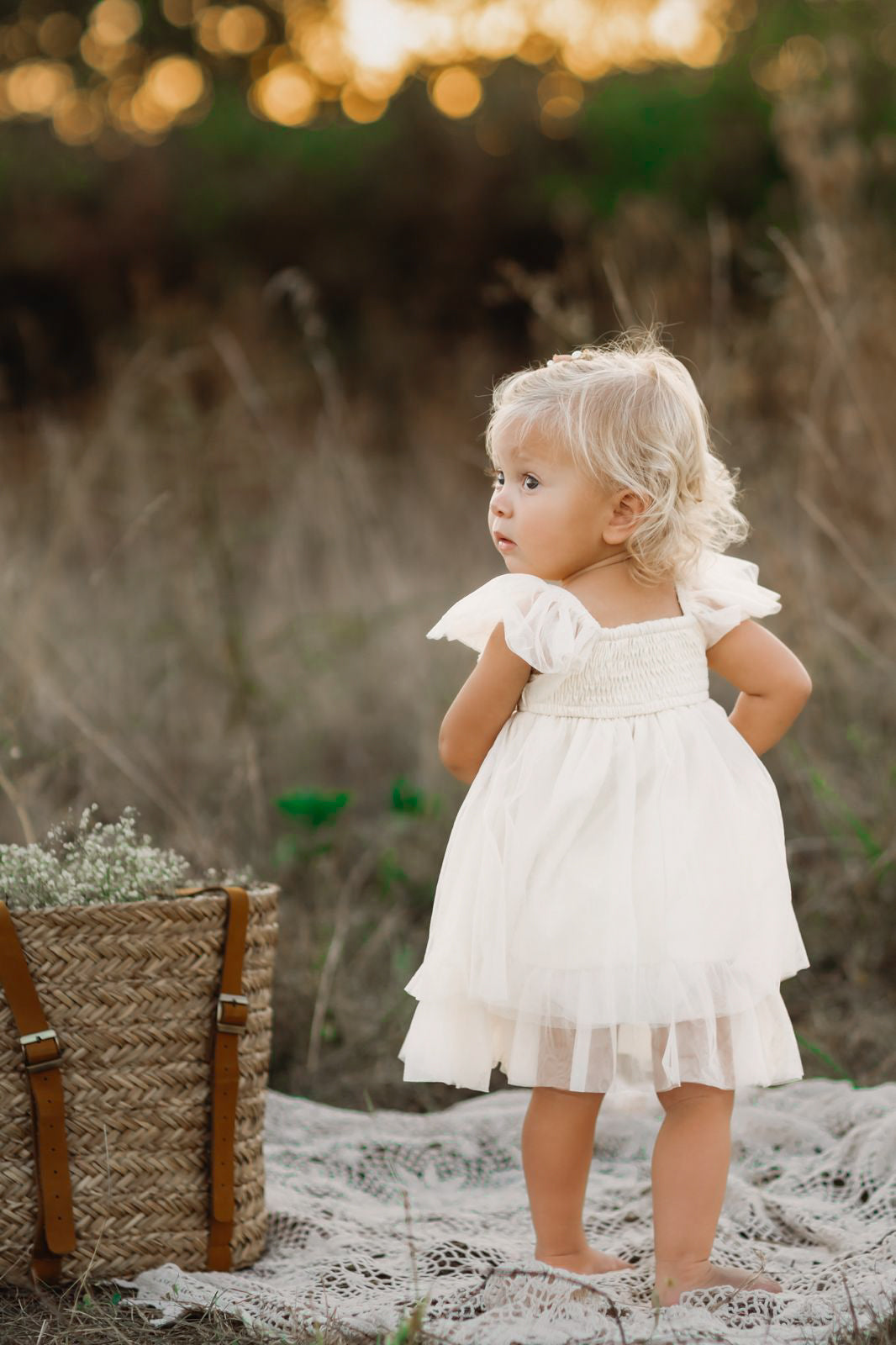 SS Girl's Dress Fawn Dress (antique ivory tulle)