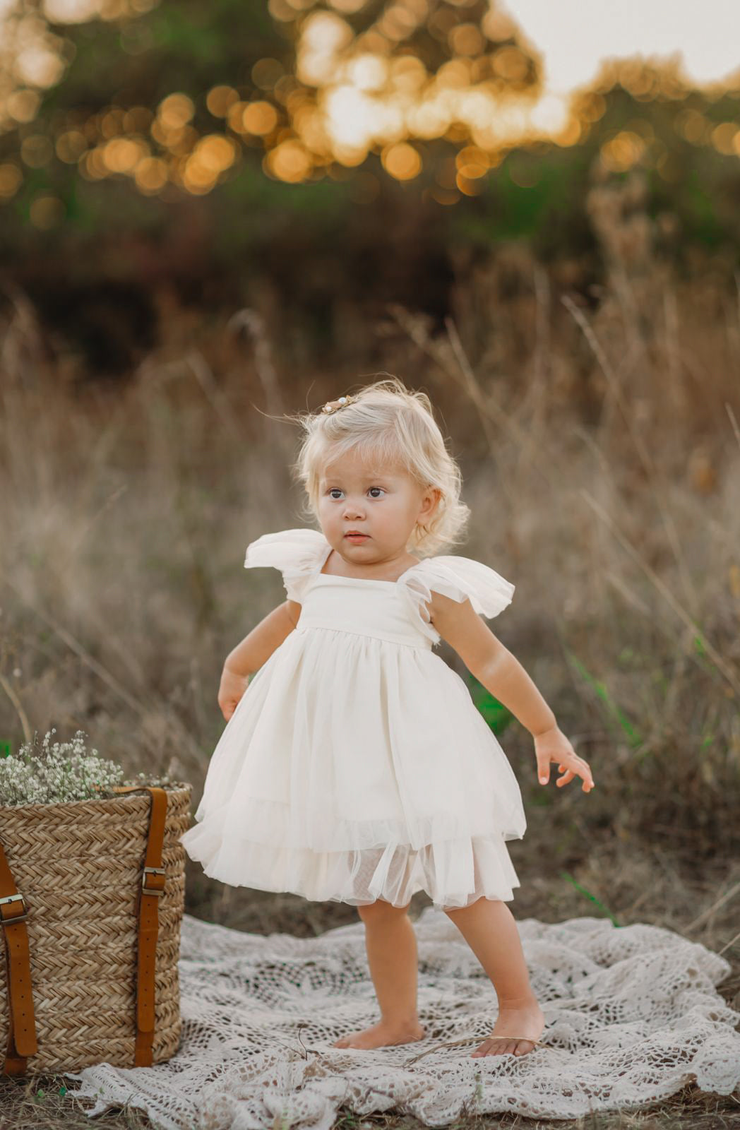 SS Girl's Dress Fawn Dress (antique ivory tulle)