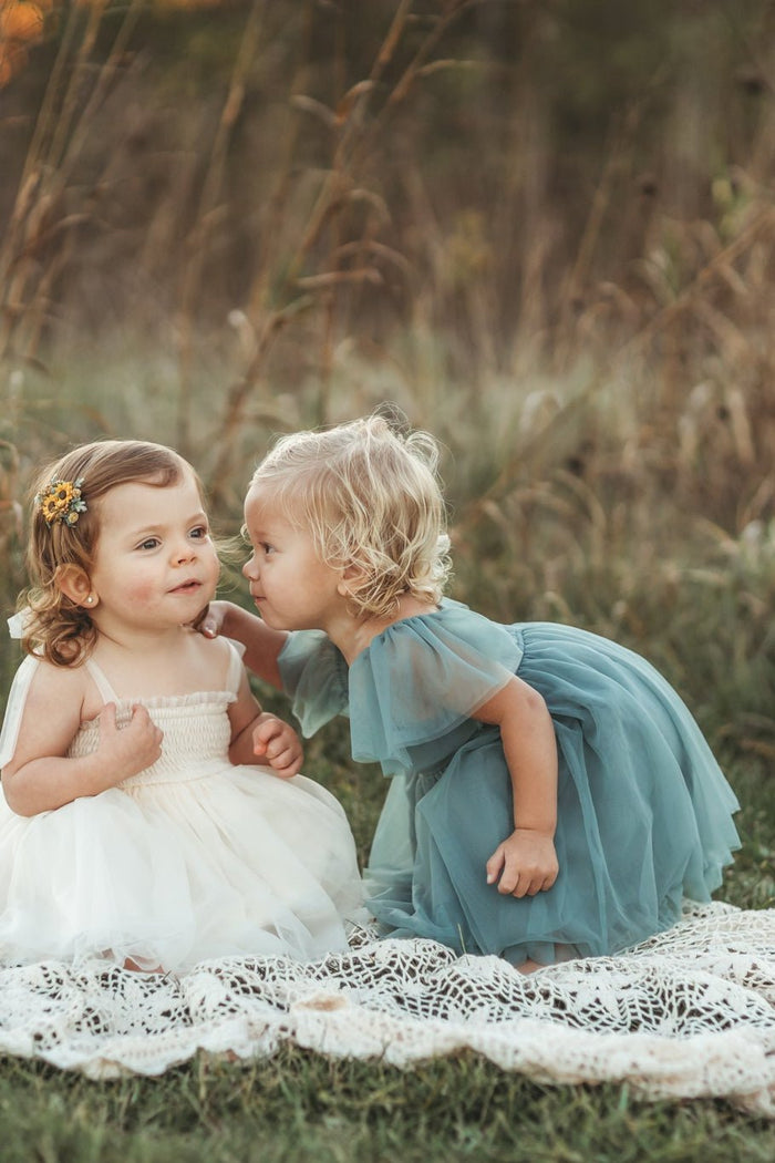 SS Girl's Dress Fawn Dress (soft teal tulle)