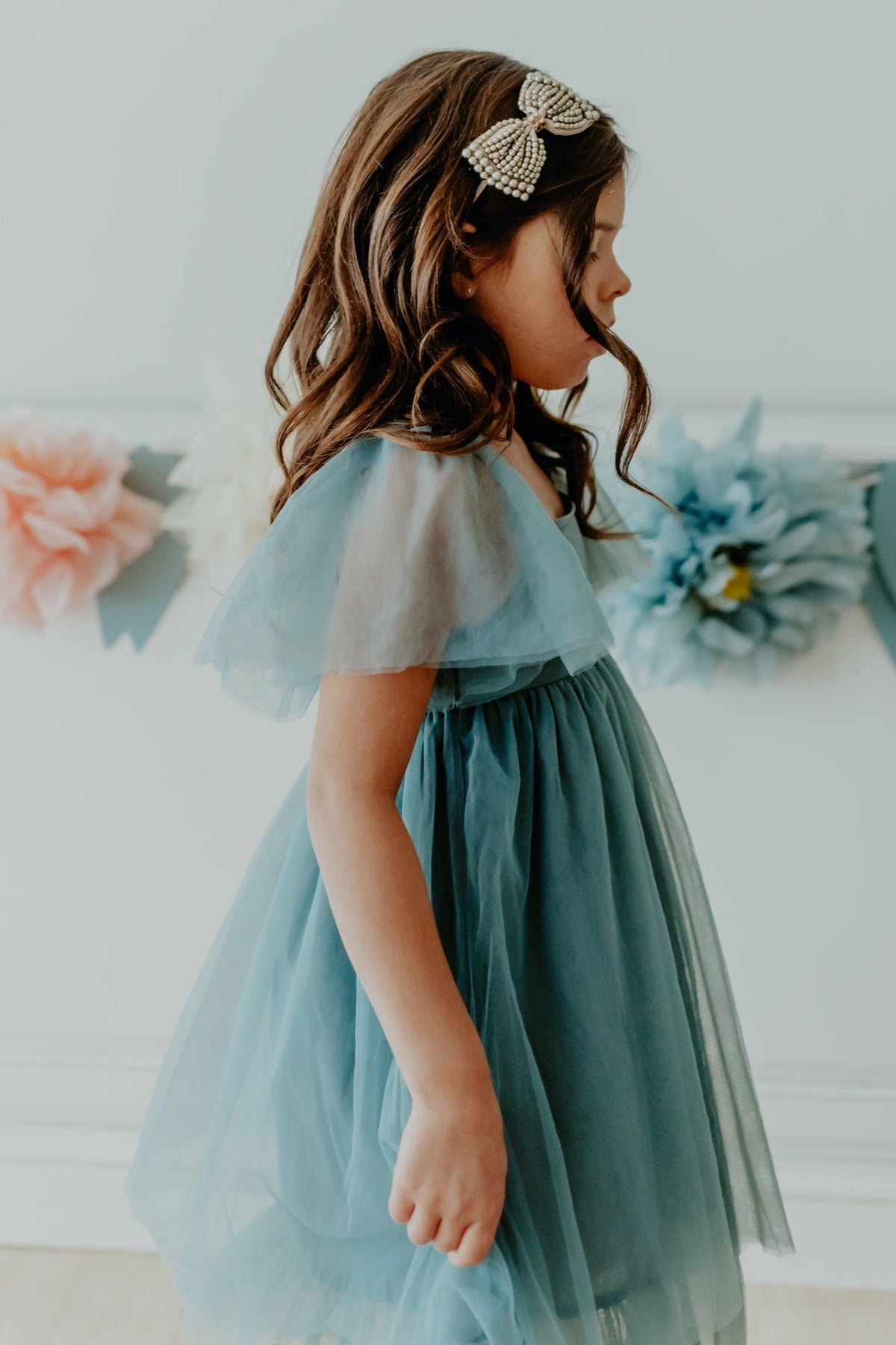 SS Girl's Dress Fawn Dress (soft teal tulle)