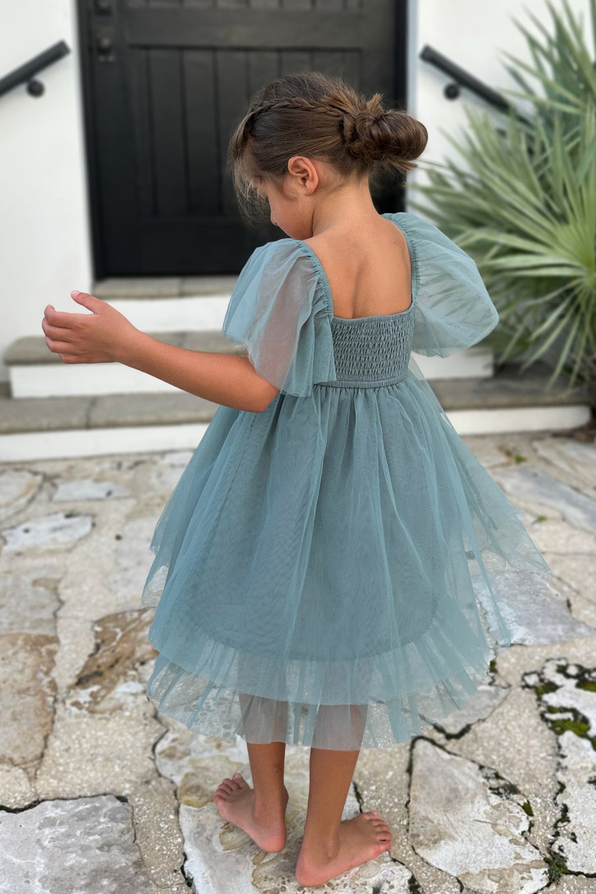 SS Girl's Dress Fawn Dress (soft teal tulle)