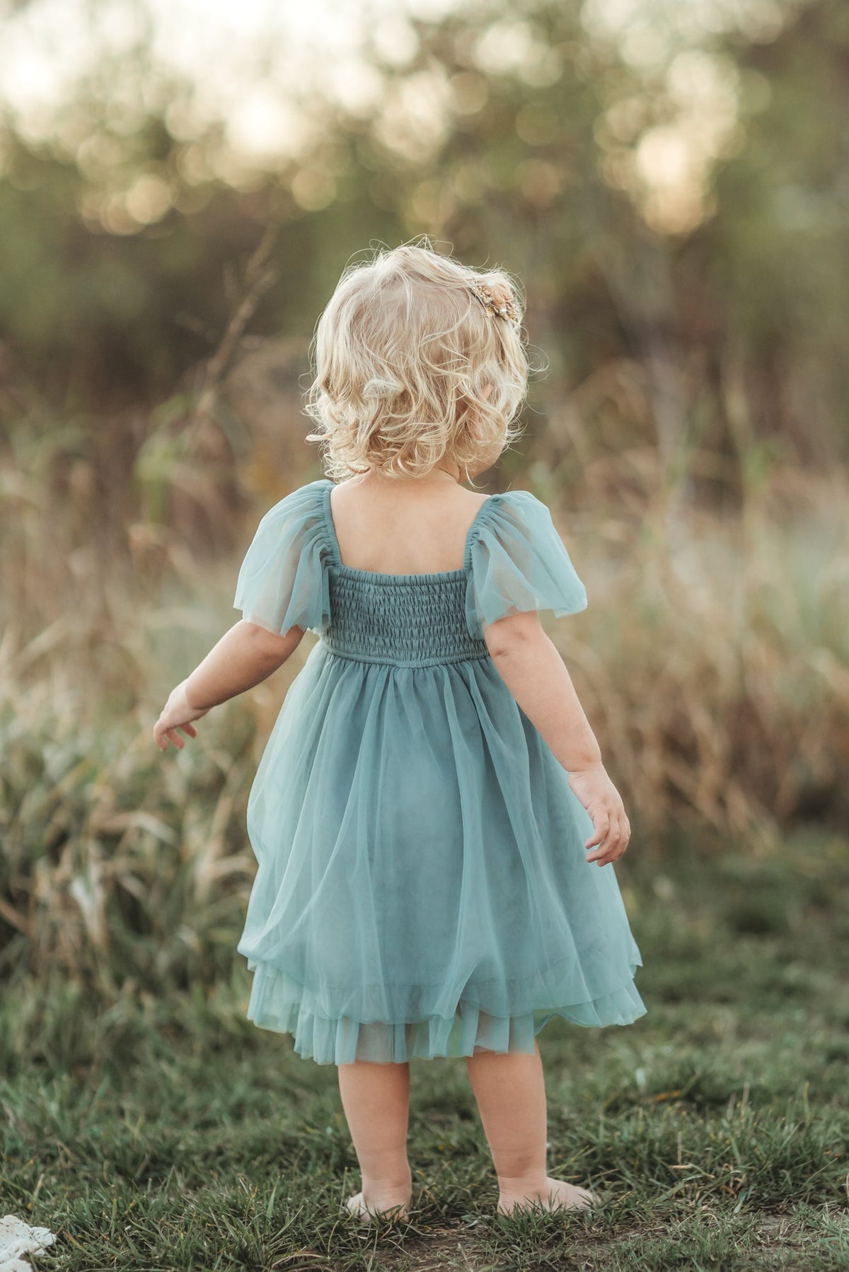 Fawn Dress (soft teal tulle) 8Y