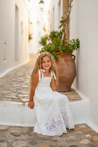 INDIE BLUE Girl's Dress Mary Dress (white eyelet)